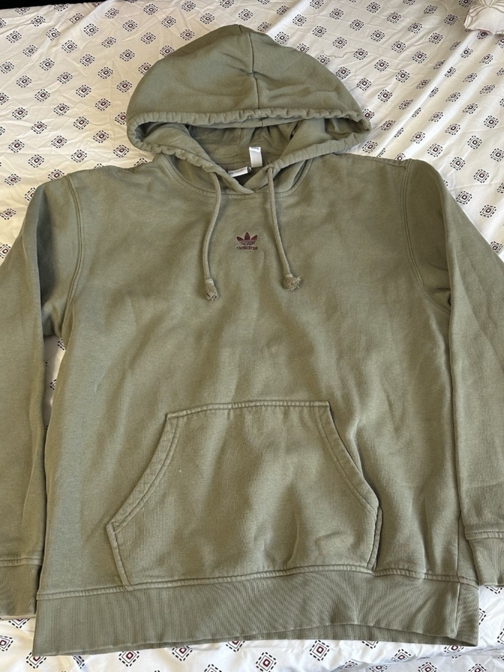 Women’s Adidas Hoodie medium green sage pocket drawstring activewear logo